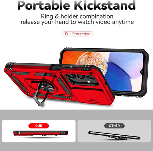 for Samsung A15 5G Case with Screen Protectors and Camera Cover, Military Grade Drop Tested - Red