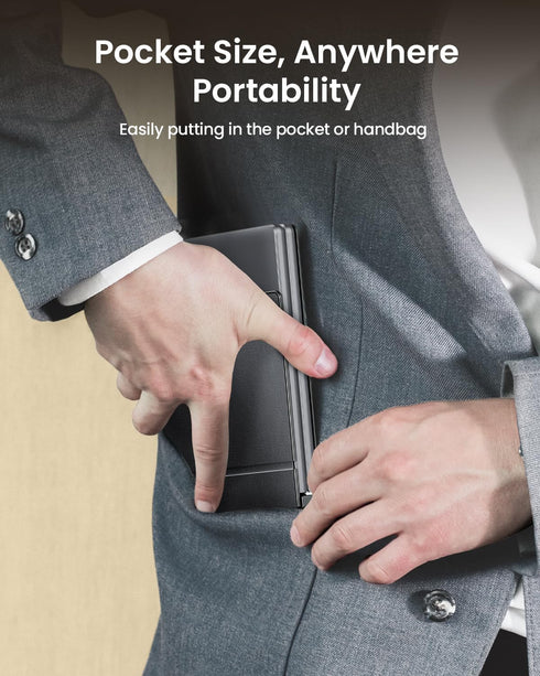 ProtoArc Foldable Compact Keyboard, XK04 Portable Bluetooth Keyboard with PU Leather Cover, Pocket-Sized for Travel