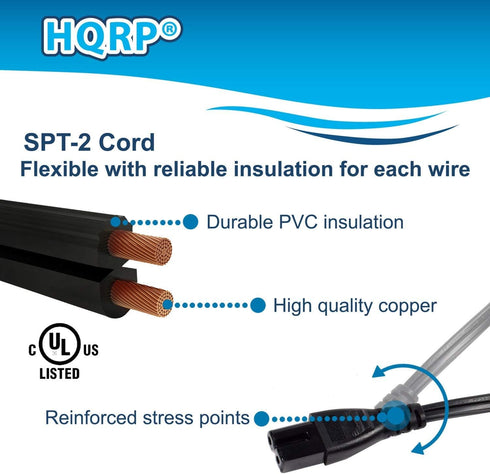 HQRP 6ft AC Power Cord Long Compatible with Pioneer DVD DVR Player Mains Cable, Black