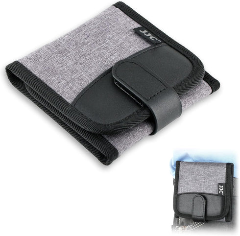 JJC Lens Filter Pouch Case for Circular Filters Up to 82mm - 3-Pocket Lens Filter Wallet with Fasten Belt Loop
