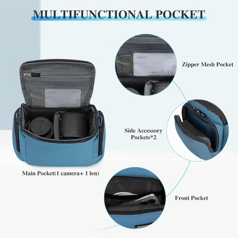 G-raphy Camera Bag for Mirrorless Cameras, Teal Camera Case with Removable Dividers and Straps for DSLR Cameras, Lenses