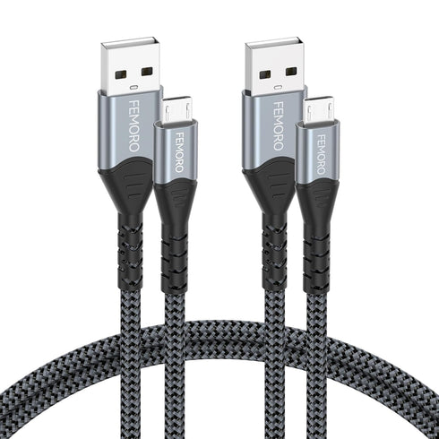FEMORO Micro USB Cable 3ft 2 Pack, USB Type A to Micro USB 2.0 Charger Cables for Data Transfer, Compatible with