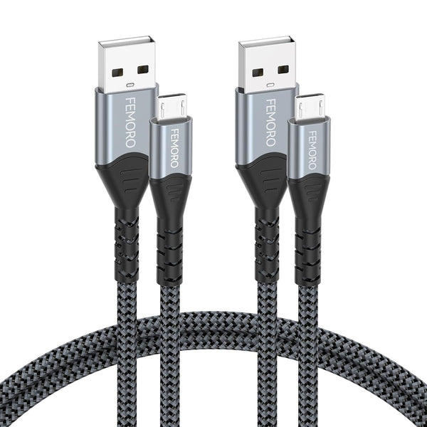 FEMORO Micro USB Cable 3ft 2 Pack, USB Type A to Micro USB 2.0 Charger Cables for Data Transfer, Compatible with