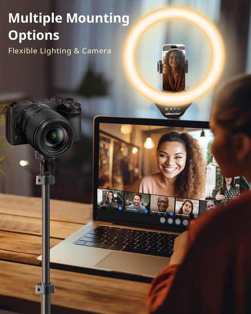 UBeesize 12'' Selfie Ring Light with 62’’ Tripod Stand for Video Recording, Live Streaming Compatible with Phones