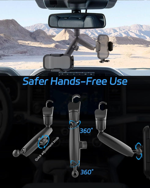 Oceavity 2026 360 Upgraded Rear View Mirror Phone Holders for Your Car, Multi-Directional Dual Rotatable Adjustment