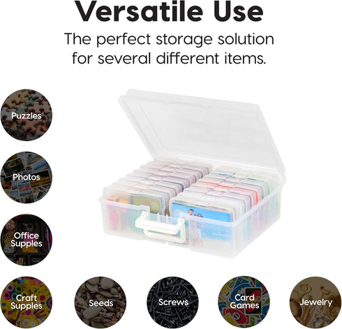 IRIS USA 4" x 6" Photo Storage Craft Keeper, 2 Pack with 16 Organization Cases for Pictures and Crafts