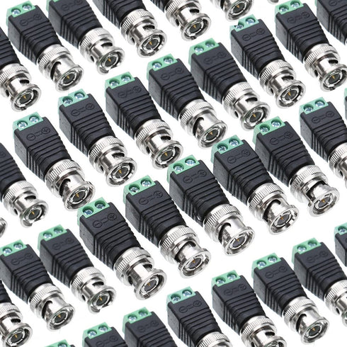 BNC Male Balun Connector, 28 Pcs Coaxial Cat5 to BNC Male Connector and BNC to 2 Screw Camera Terminal Adapter