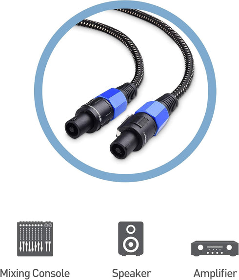 Cable Matters Premium Braided 12AWG Speaker Cable 6 ft Compatible with Speakon NL4FC Port