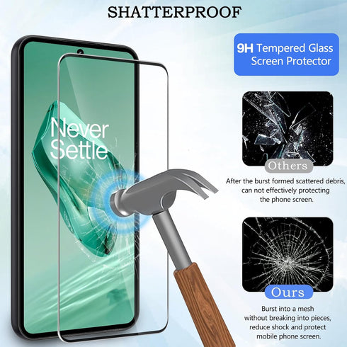 Screen Protector for Oneplus 12 5G, 9H Hardness Tempered Glass Film, Fingerprint Support, 3D Curved, Anti-Scratch