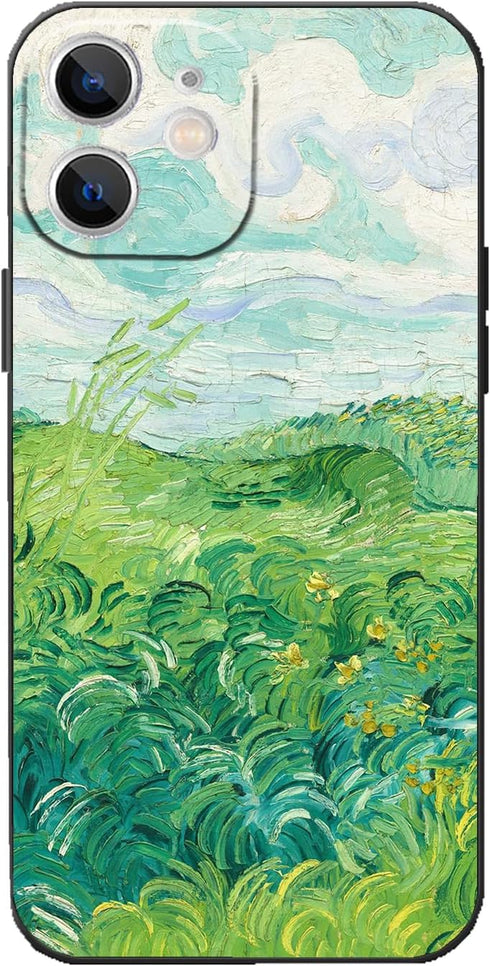 Compatible with iPhone 11 Case, Van Gogh Green Wheat Fields Impressionism Landscape Phone Case for Men Women