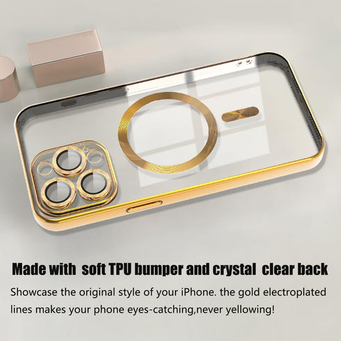 Misscase Gold iPhone 13 Pro MagSafe Case with Clear Anti-Scratch Cover & Camera Protector