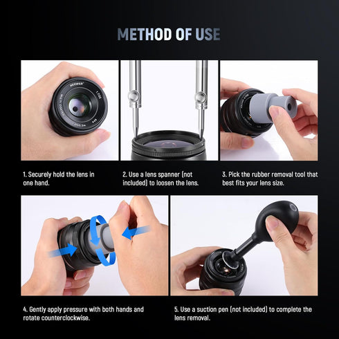 NEEWER DSLR Camera Lens Repair Tool Kit, 9pcs Lens Removal Silicone Rings, Camcorder Lens Calibration Tool