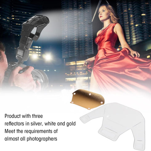 Universal Camera Speedlite Flash Softbox Diffuser Kit, 3 in 1 Light Diffuser with Silver Gold White Reflector