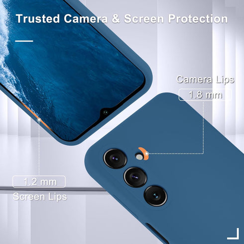 Samsung Galaxy A15 5G Case - Navy Blue Silicone Cover with Screen Protector, Soft Anti-Scratch Lining, Shockproof