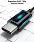 USB C Wired Headphones with Microphone, HiFi Stereo Deep Bass, Noise Cancelling for Live Singing, Black