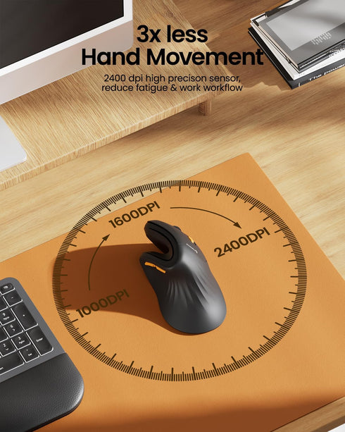ProtoArc Ergonomic Vertical Mouse, EM11 NL Bluetooth Wireless Mouse, USB Rechargeable for PC/Notebook/Laptop