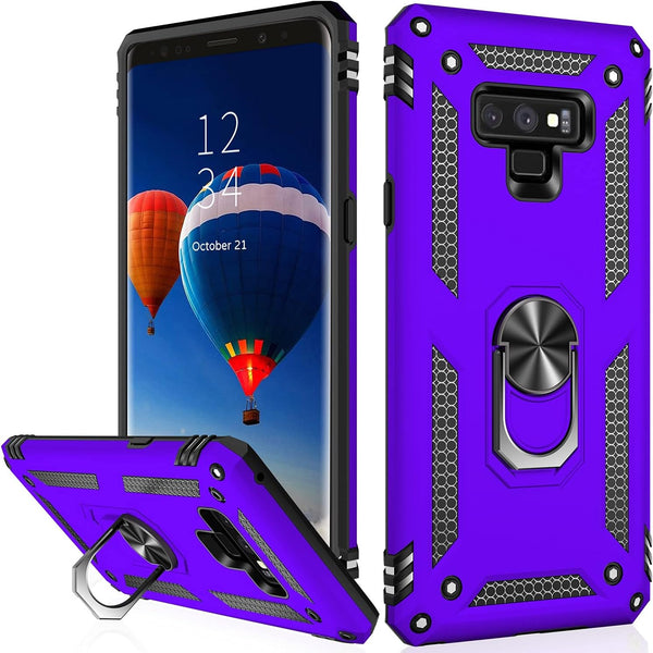 IKAZZ Military Grade Shockproof Case for Galaxy Note 9, Heavy Duty Protection with Magnetic Kickstand (Purple)