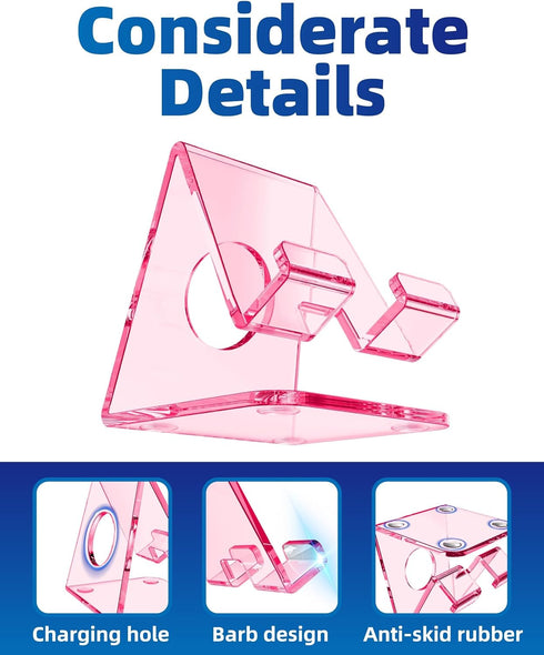 TOPGO 2 Pack Counter, 17 16 15 14 13 12 Acrylic Phone Stand, Pink Phone Holder for Office Desk, Vanity, Kitchen Bedside