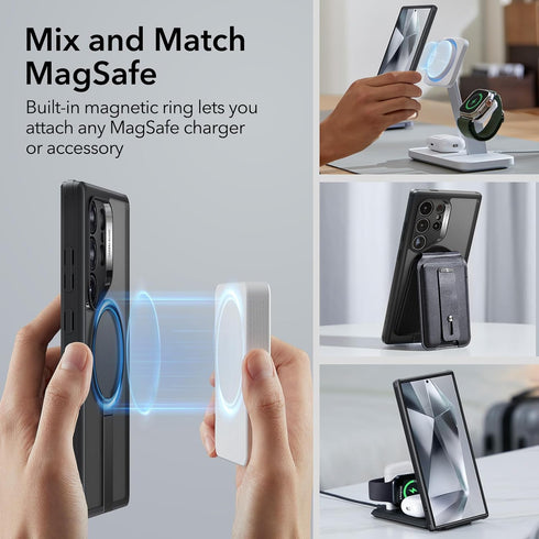 ESR Samsung Galaxy S24 Ultra Case with Kickstand, Compatible with MagSafe, Military-Grade Protection (Frosted Black)