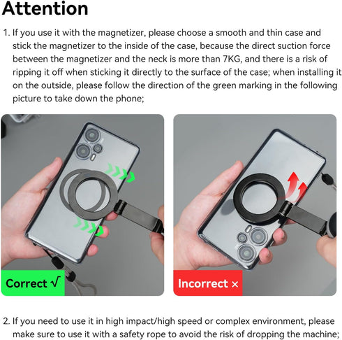 Magnetic Neck Mount for Phones, Cell Phone Holder Stand for POV/Vlog Selfie, Hand Free Necklace Strap