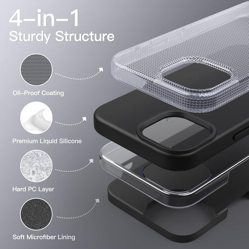 JETech Black Silicone Case for iPhone 15 Pro Max 6.7-Inch, Shockproof Full-Body Protection, Silky-Soft Touch.
