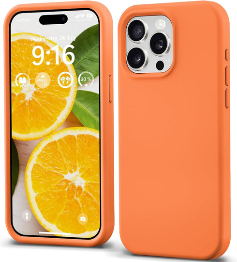 IceSword Compatible with iPhone 15 Pro Case Orange, Liquid Silicone Phone Case Cover