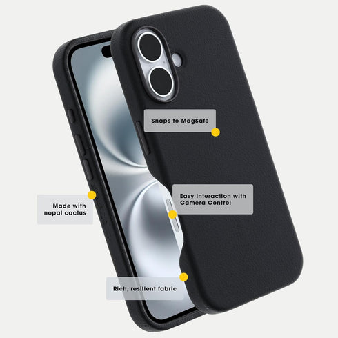 OtterBox 16 Symmetry iPhone Series Cactus Leather for MagSafe - Noir Ash Black