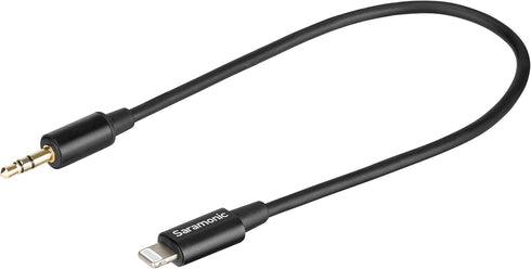 Saramonic SR-C2000 Black 3.5mm TRS Male to Apple Lightning Connector Audio Adapter Cable, 9" (22.86cm)