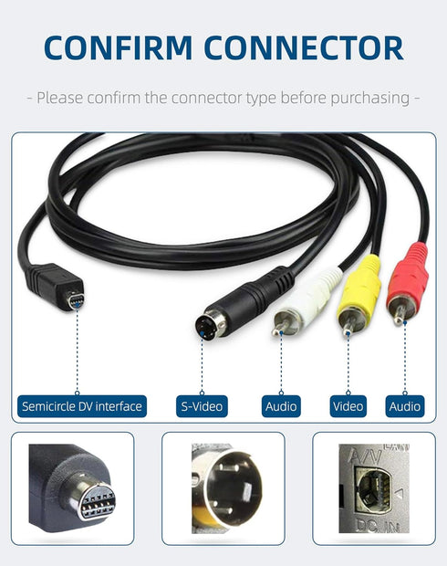 VMC-15FS VMC-30FS 10Pin 3RCA DCR-HC20 DCR-HC26 DCR-SR80 DCR-SR85 4.9ft Replacement AV A/V TV Video Cable AV TV-Out