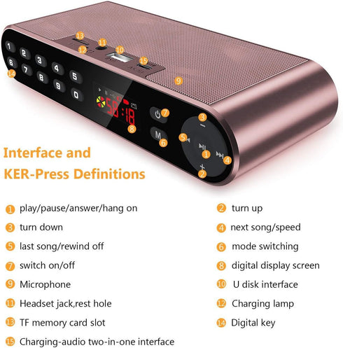 Bluetooth Speaker with FM Radio Player, Portable Wireless Stereo with HD Sound, Built-in Microphone, Enhanced Bass
