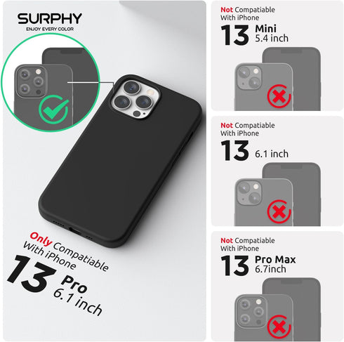 SURPHY Magnetic Case for iPhone 13 Pro, Compatible with MagSafe, Liquid Silicone Phone Case with Microfiber Lining