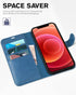TUCCH Wallet Case for iPhone 12 Pro/12 5G, Lake Blue, TPU Shockproof Inner Shell, RFID Blocking, Card Holder