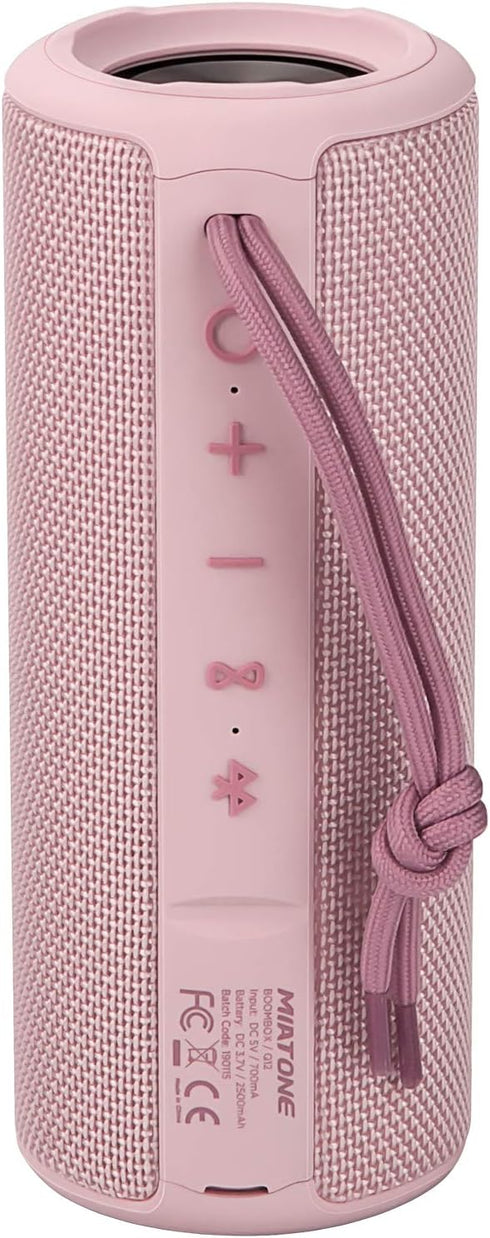 MIATONE Outdoor Portable Bluetooth Speakers, Wireless Speaker Waterproof - Pink