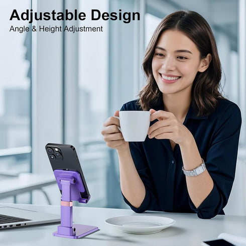 Meizigua 12" 1Pack) Phone Stand for Desk, Cell Phone Holder Adjustable Cellphone Tablet Stand for Desk Height Angle