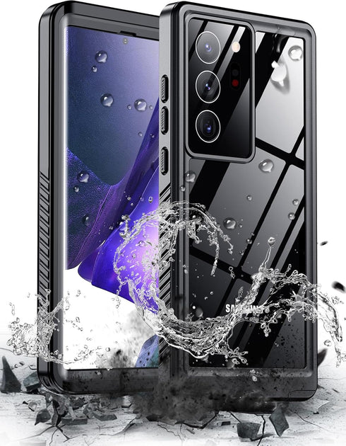 Hualele Waterproof Case for Samsung Galaxy Note 20 Ultra 5G, Built-in Lens & Screen Protector (Black)