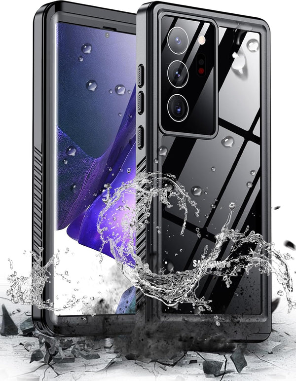 Hualele Waterproof Case for Samsung Galaxy Note 20 Ultra 5G, Built-in Lens & Screen Protector (Black)