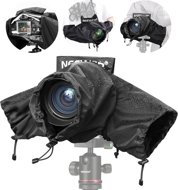 NEEWER Camera Rain Cover, Durable Nylon Raincoat for Canon Sony Nikon DSLR Mirrorless Vlog Camera & Lenses Within 200mm