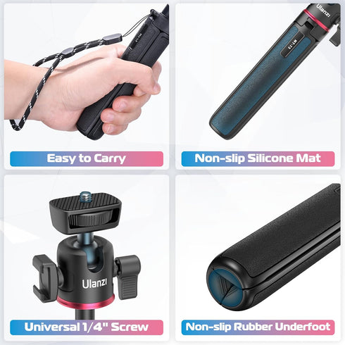 ULANZI MT-73 Extension Pole Tripod, Mini Selfie Stick for Webcam, Canon G7X Mark III, Sony ZV-1, A6400, A6600