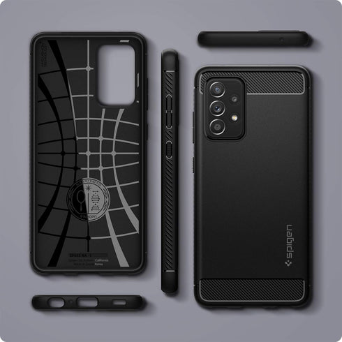 Spigen Rugged Armor Case for Galaxy A52 5G (2021), Matte Black Protective Cover