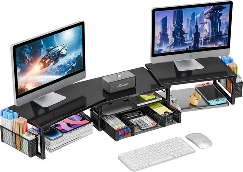 Simple Trending Desk Organizers and Accessories, Dual Monitor Stand Riser with Drawer
