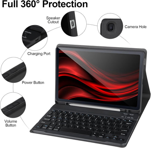 Keyboard Case for Samsung Galaxy S6 Lite 10.4" 2022/2020 with Detachable Wireless Bluetooth Keyboard