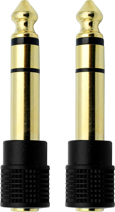 Audio Adapter 6.35mm (1/4 inch) Male to 3.5mm (1/8 inch) Female Stereo Headphone Connector Gold Plated, 2 Pack
