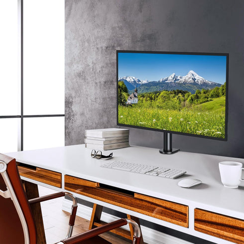 MOUNTUP Adjustable Single Monitor Mount for Max 32 Inch Flat Curved Screen, VESA 75x75 & 100x100, Black