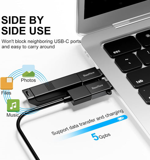 USB C to USB Adapter 6 Pack,USB to USB C Adapter,USB-C to USB Adapter,USB A to USB C Adapter,USB C Male USB Female OTG Adapter for MacBook Pro,iPad Pro,Sumsang Galaxy S22 and More(Black)