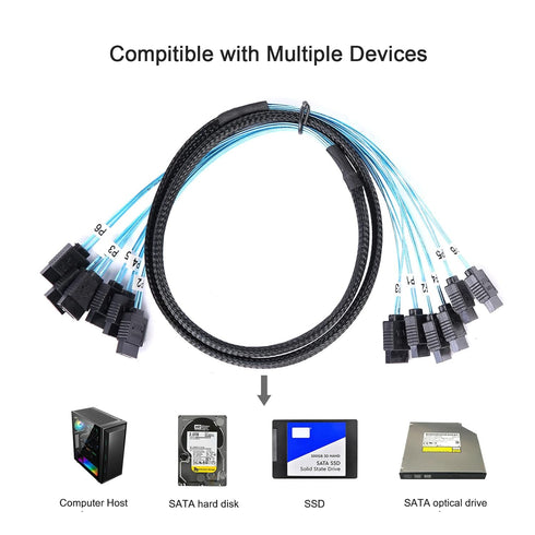Cable-0.5M, 6Pcs/Set-6Gbps-Sata (1.6FT) ADCAUDX SATA-III HDD-SSD Data-Cable Thin Replacement for Bitcoin