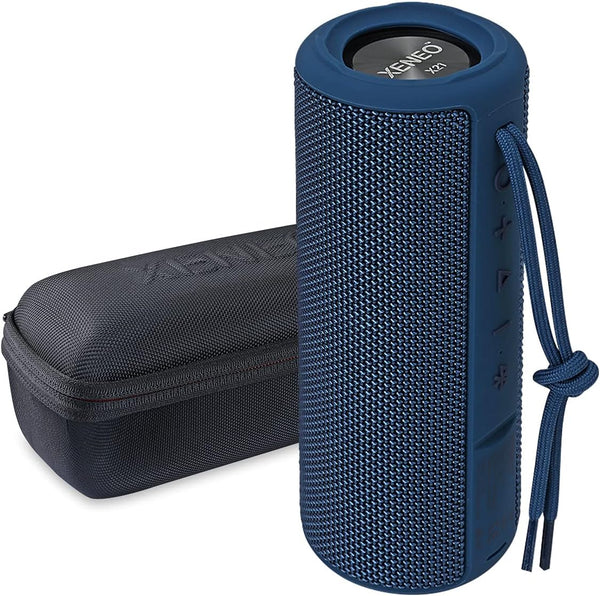 X21 Portable Bluetooth Wireless Speaker, Waterproof with FM Radio, Micro SD Card MP3 Player for Outdoor Use (Blue)