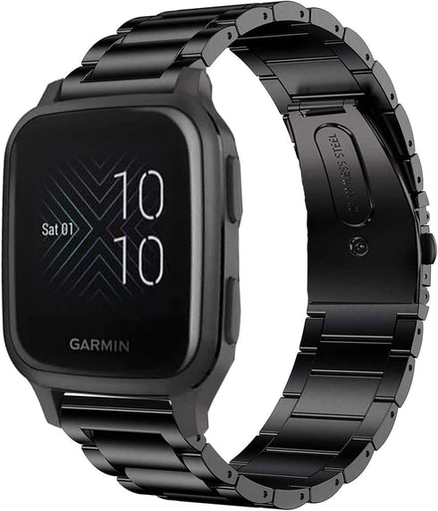 YOUkei Compatible with Garmin Venu Sq 2 Bands - Stainless Steel Metal Replacement Strap for Smartwatch, Black