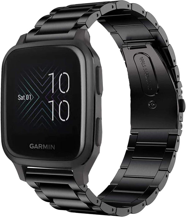 YOUkei Compatible with Garmin Venu Sq 2 Bands - Stainless Steel Metal Replacement Strap for Smartwatch, Black