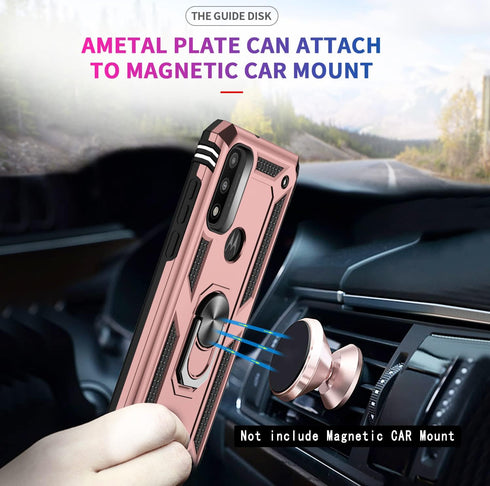 LeYi Phone Case for Motorola Moto G Play 2023, Military-Grade Protective with 2 Pcs Tempered Glass Protector, Rose Gold