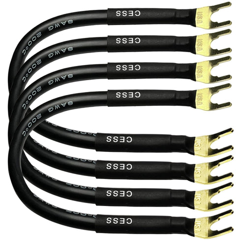 CESS-028L HiFi Premium Speaker Cable Jumpers, 8 Inches, 4 Pack (Large Fork)